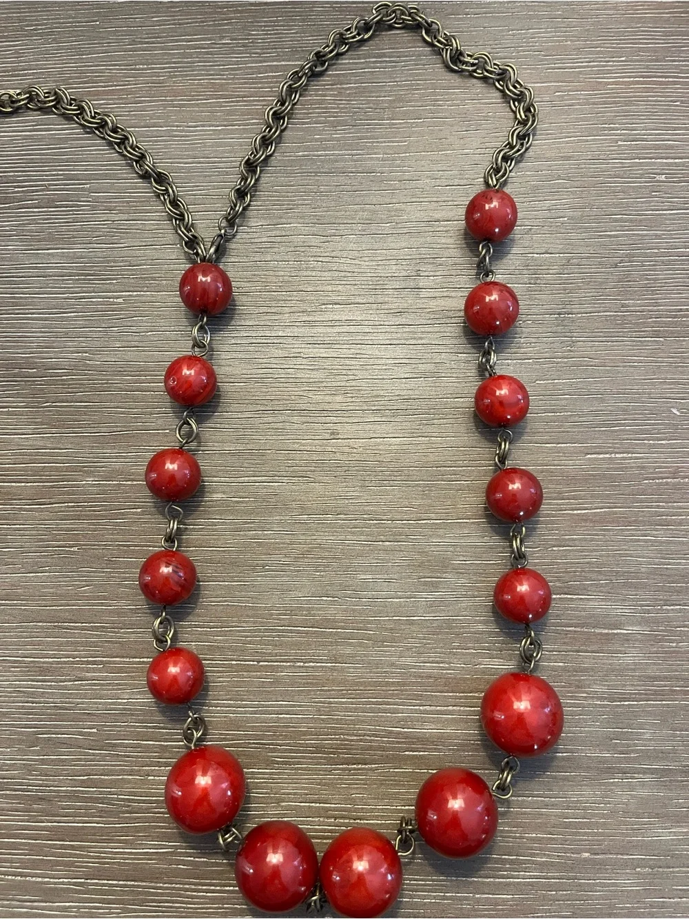 Chunky Red Beaded Statement Necklace